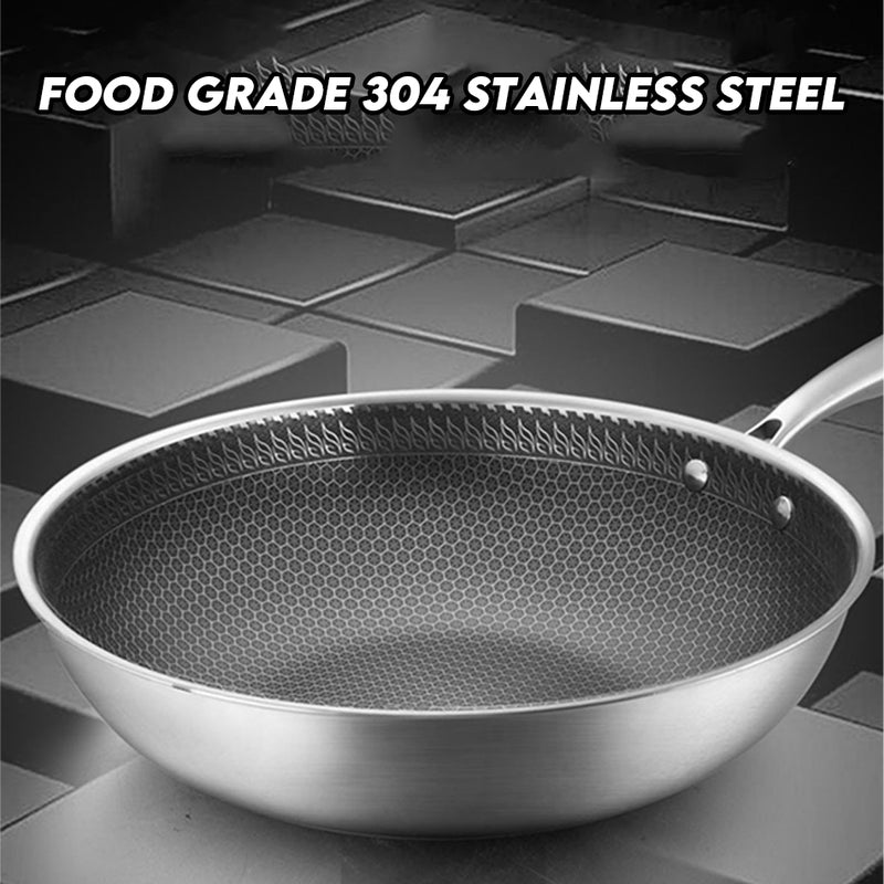 idrop [ 34cm ] Stainless Steel Non-Stick Cooking Wok with Handle / Kuali Masak Keluli Tahan Karat Permukaan Tidak Lekat / 34cm 不锈钢不粘锅带柄