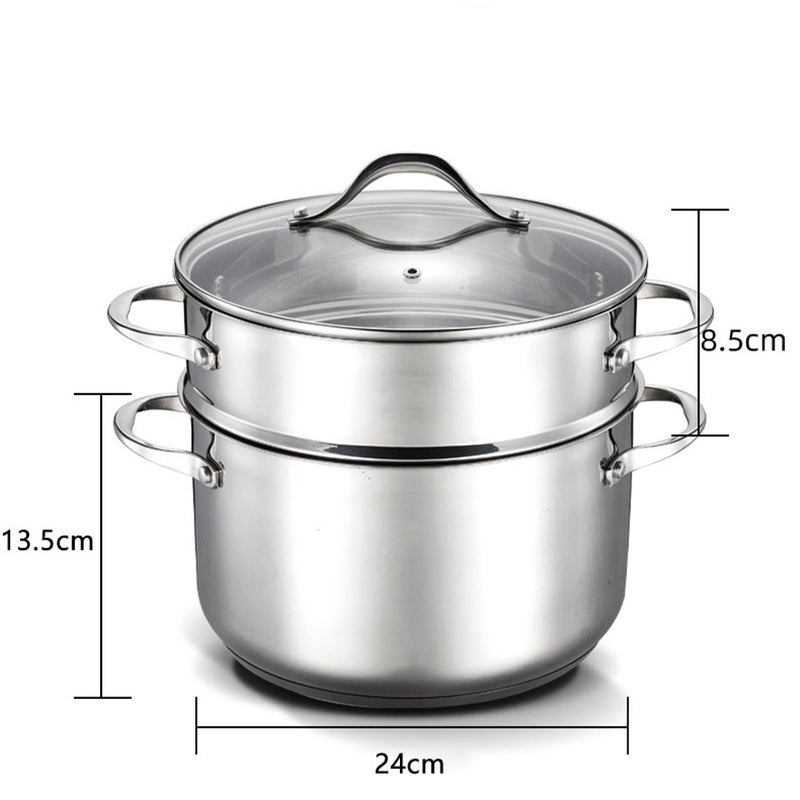 idrop 24CM 304 Double Bottom Soup Pot Steamer Set / Set Pengukus Periuk Sup 24cm 304 Dua Bawah / 24cm 304复底汤锅蒸锅套装