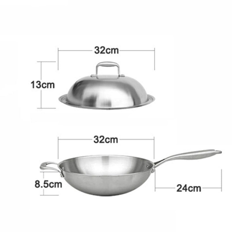 idrop 32CM 304 Stainless Steel Wok / Kuali Keluli Tahan Karat 32CM 304 / 32CM 304不锈钢炒锅