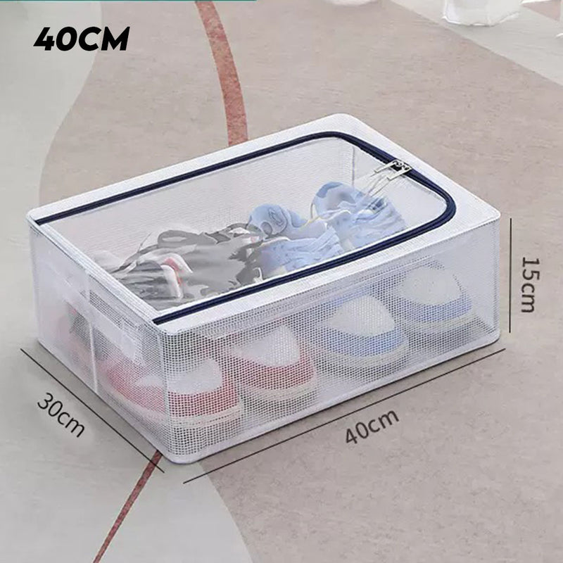 idrop (40CM/60CM) PVC Mesh Cloth + Reinforced Steel Frame Transparent Shoe Box / Kain Mesh PVC + Kotak Kasut Lutsinar Rangka Keluli Bertetulang / PVC网布+强化钢架透明鞋盒