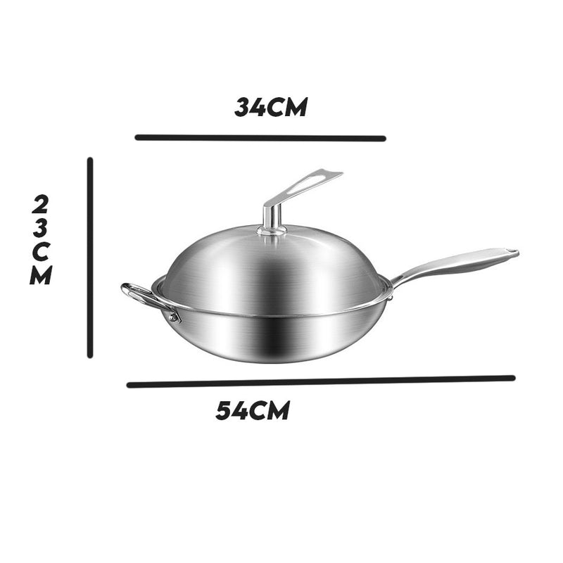 idrop 34CM 316 Stainless steel Non stick Wok Thickened Household Uncoated Induction Cooker / 34CM 316 Keluli tahan karat Non stick Wok Periuk Aruhan Isi Rumah Tebal Tidak Bersalut / 34CM 316不锈钢不粘锅加厚家用无涂层电磁炉