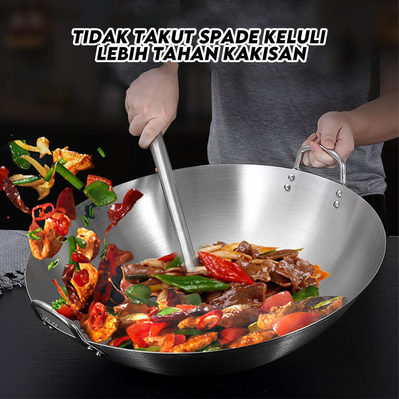 idrop 5pcs Combo Set 65cm kuali kawah rendang Honeycomb Kuali Besar Berpenutup 62CM & Senduk dan Spatula & 40CM Periuk 304