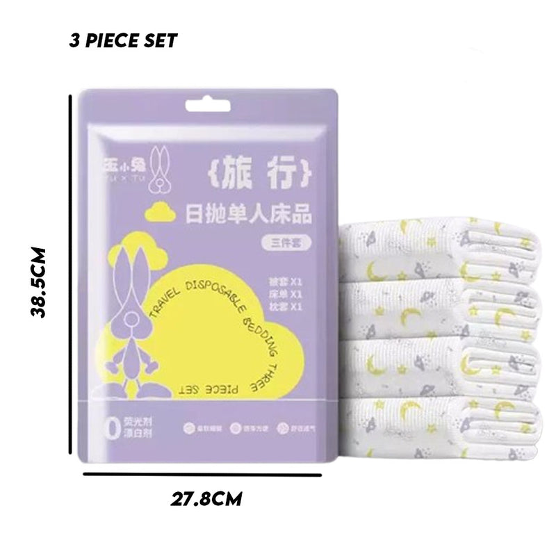 idrop 3 Piece OR 4 Piece Printed Daily Disposable Double Bedding Set/ 3 Keping ATAU 4 Keping Bercetak Set Tempat Tidur Double Pakai Harian / 印花双人床上用品套装