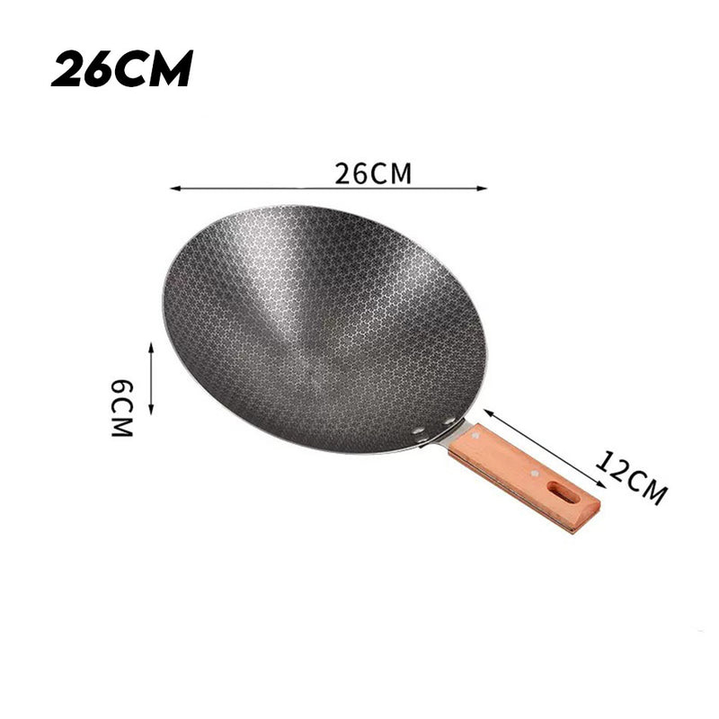 idrop 22CM 24CM 26CM 28CM Non-Stick Single Wooden Handle Small Frying Pan / Pemegang Kayu Tunggal Tidak Melekat Kuali Kecil / 不粘单木柄小炒锅