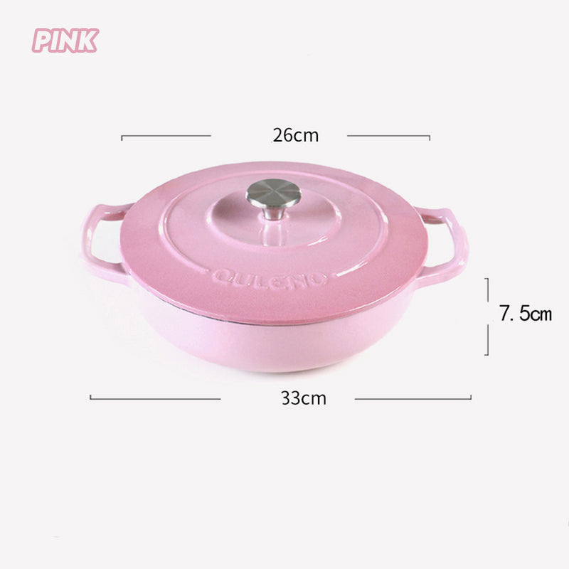 idrop 26 CM Premium Cast Iron Enamel Pot Casserole Round Dutch Oven Cooking Pot / 26 CM  Enamel Besi Tuang Premium Periuk Memasak Ketuhar Belanda Bulat