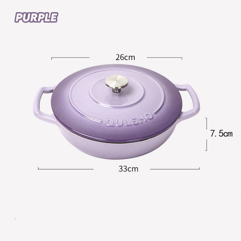 idrop 26 CM Premium Cast Iron Enamel Pot Casserole Round Dutch Oven Cooking Pot / 26 CM  Enamel Besi Tuang Premium Periuk Memasak Ketuhar Belanda Bulat