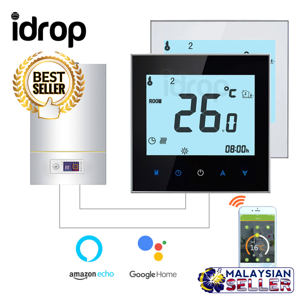 idrop Alexa Voice Control Gas Boiler Thermoregulator Heating System for Google Home (BHT-1000-GCLW)