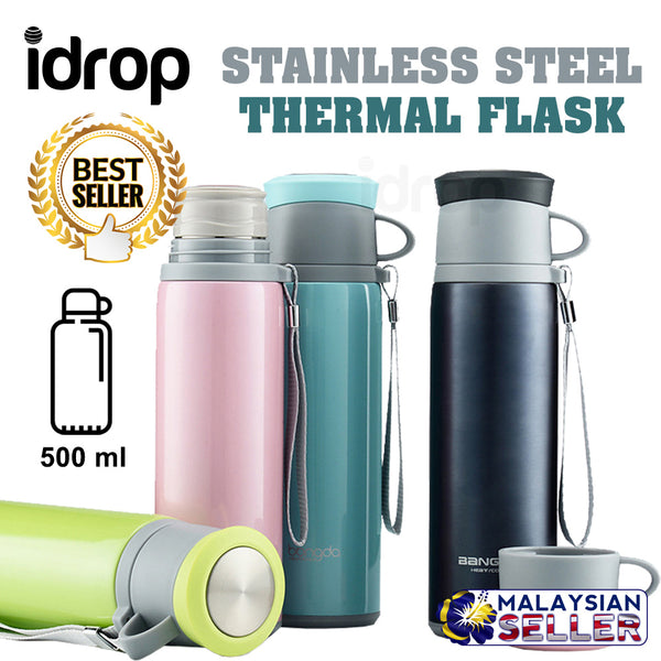 idrop 500 ml Trendy Portable Stainless Steel Vacuum Thermal Flask With Cup