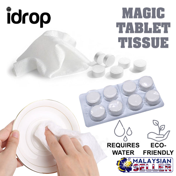 idrop Portable Magic Compressed Tablet Wet Napkin Tissue Suitable for Travel Outdoor [ 16 pcs / 32 pcs ]