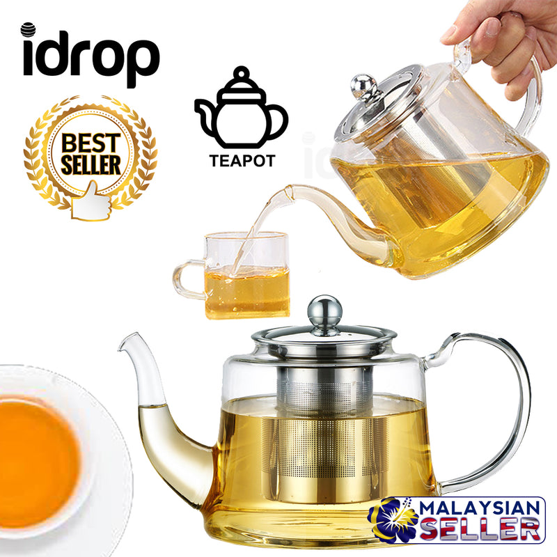 idrop 800 ml 1100 ml Thickened Heat Resistant Glass Teapot With Filter