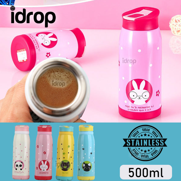 idrop Stainless Steel Portable Travel Cartoon Thermal Water Bottle [ 500ml ]