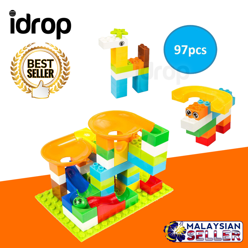 idrop High Quality Deluxe Set Building Blocks 97 Pieces Marble Run Construction Toys Puzzle Race Track For Kid