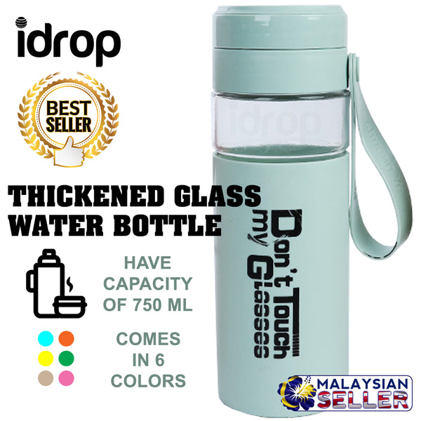 idrop 750 ml Sports Outdoor Thickened Glass Water Bottle