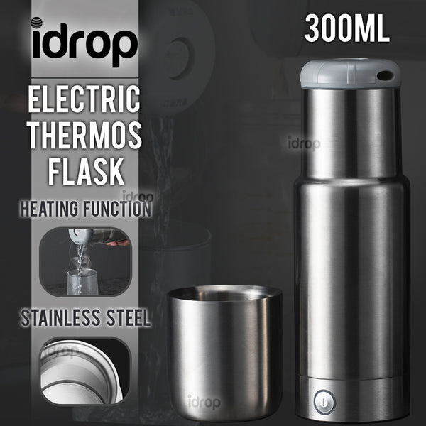 idrop 300ml 2 in 1 Portable Stainless Steel Electric Vacuum Thermos Flask