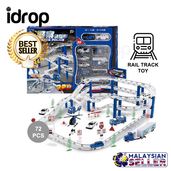 idrop 72 Pcs Rail Track Toy Building Block Policeman Set For Kids Children