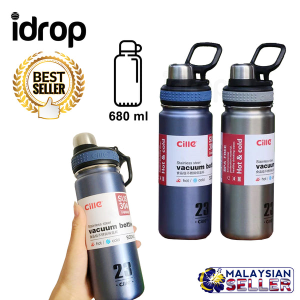 idrop 680 ml Stainless Steel Thermos Vacuum Heat Insulation Thermal Flask Sports Outdoor Water Bottle