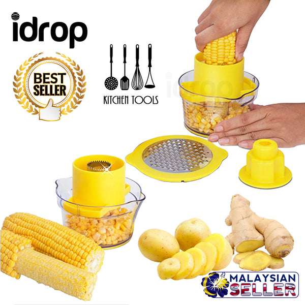 idrop 2 in1 Multifunction Cob Corn Stripper Kitchen Tools With Built-In Measuring Cup And Grater