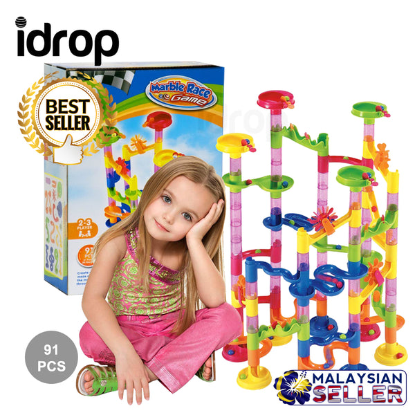 idrop 91 Pcs Marble Run Track Tower Building Block Toys For Kids And Children