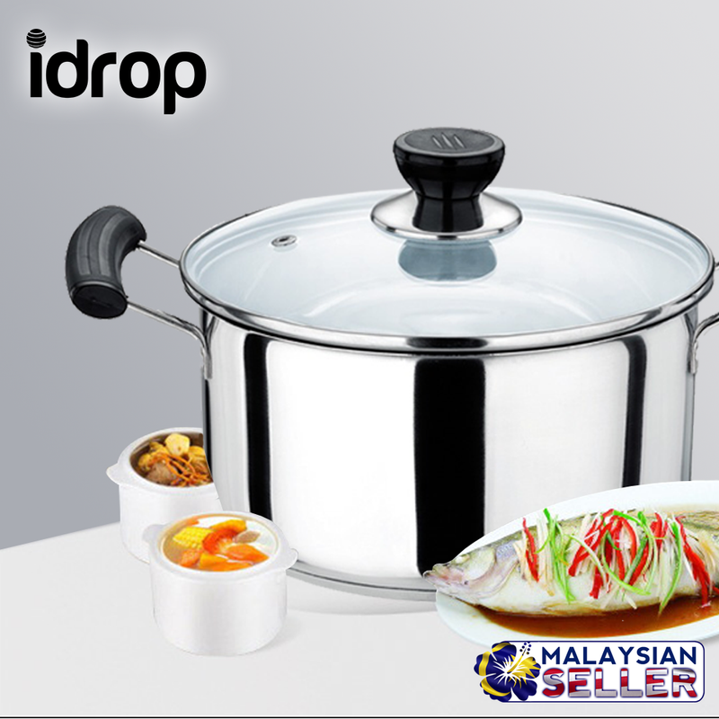 idrop High Quality Kitchenware Multipurpose Stainless Steel Steam Pot 20 cm [BUY 1 FREE 1]