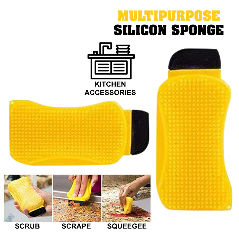 idrop 3 In 1 Multipurpose Silicone Cleaning Sponge Scrapper Scrubber Squeegee