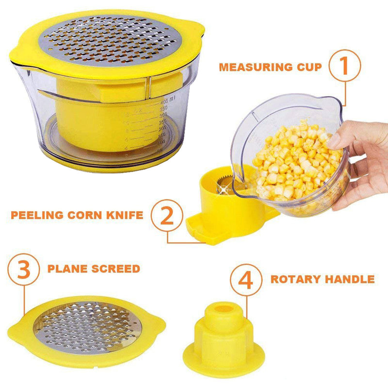 idrop 2 in1 Multifunction Cob Corn Stripper Kitchen Tools With Built-In Measuring Cup And Grater
