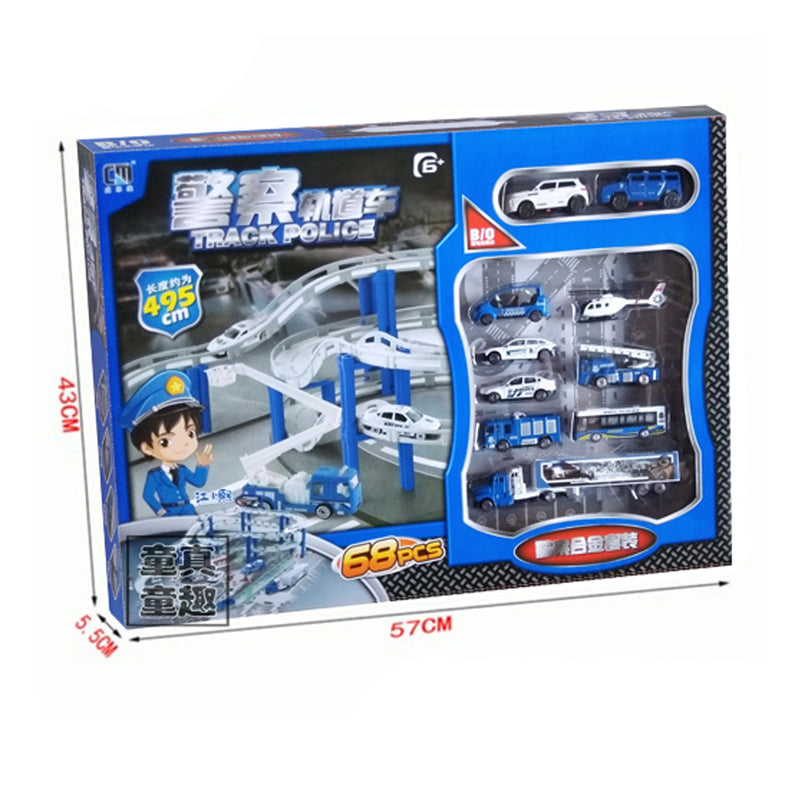 idrop 72 Pcs Rail Track Toy Building Block Policeman Set For Kids Children