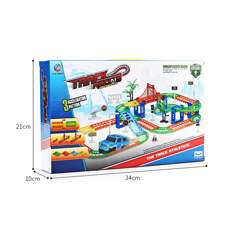 idrop 67 Pcs Rail Track Toy Building Block Racing Jeep Set For Kids Children