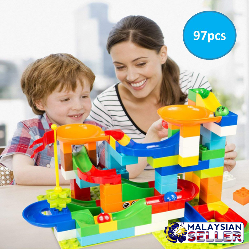 idrop High Quality Deluxe Set Building Blocks 97 Pieces Marble Run Construction Toys Puzzle Race Track For Kid