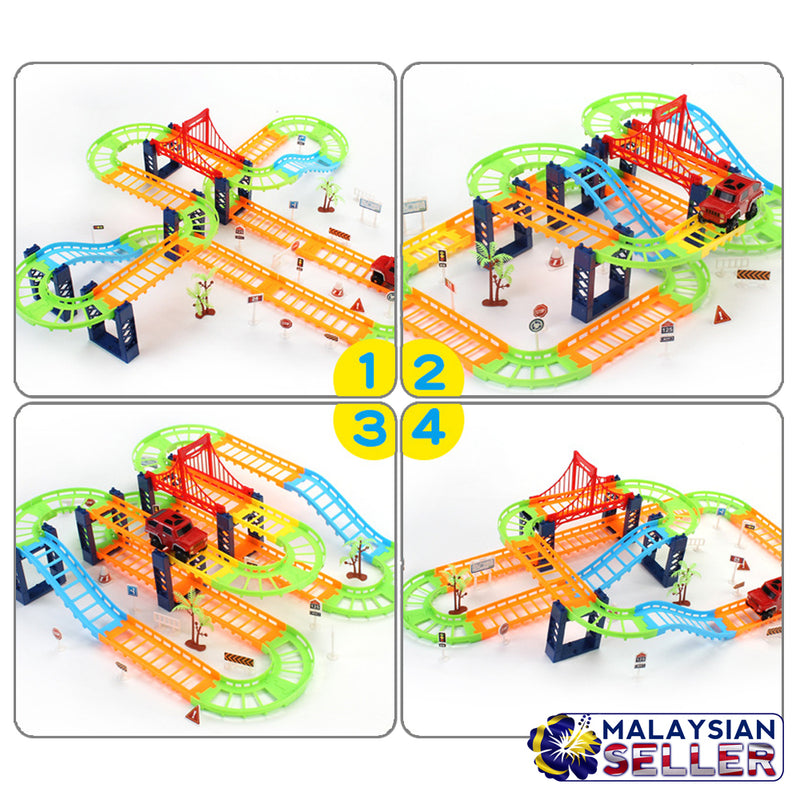 idrop 67 Pcs Rail Track Toy Building Block Racing Jeep Set For Kids Children