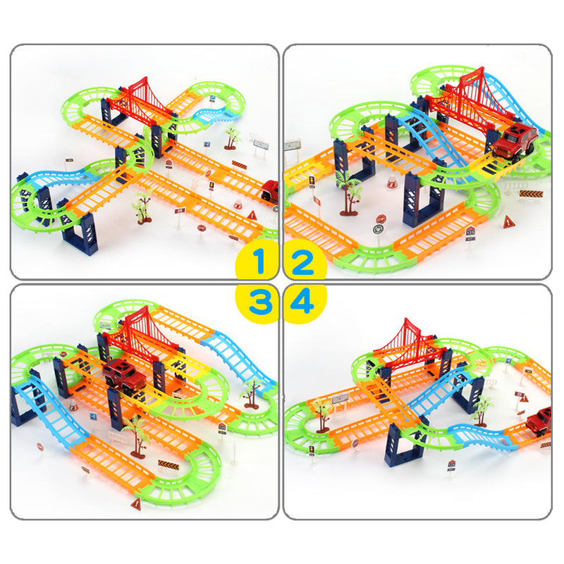 idrop 67 Pcs Rail Track Toy Building Block Racing Jeep Set For Kids Children