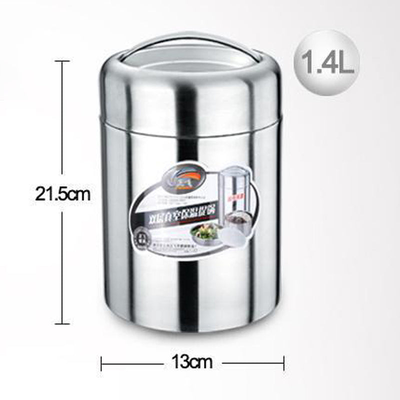 idrop 2 Layer Stainless Steel Heat Vacuum Insulation Lunchbox Portable Pot