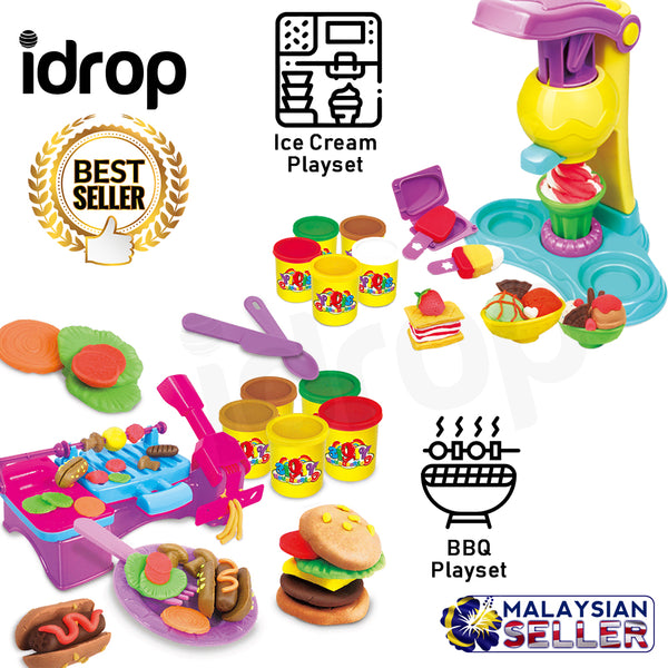 idrop Kids Children Plasticine Play Clay Toy Set For Toy BBQ & Ice Cream Playset