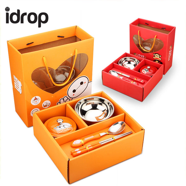 idrop Stainless Steel Portable Cartoon Cutlery Set for Children [Send by randomly design]