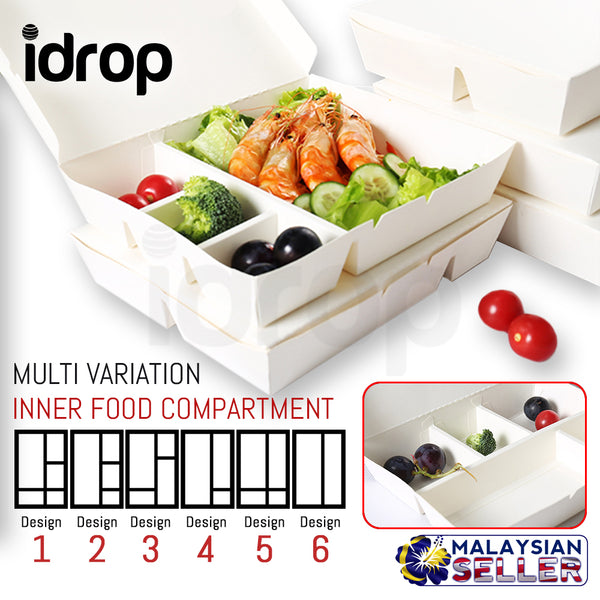 idrop Disposable Takeaway Paper Cardboard Food / Lunch Box Wholesale [ 1 / 10 / 40 / 100 pcs ]