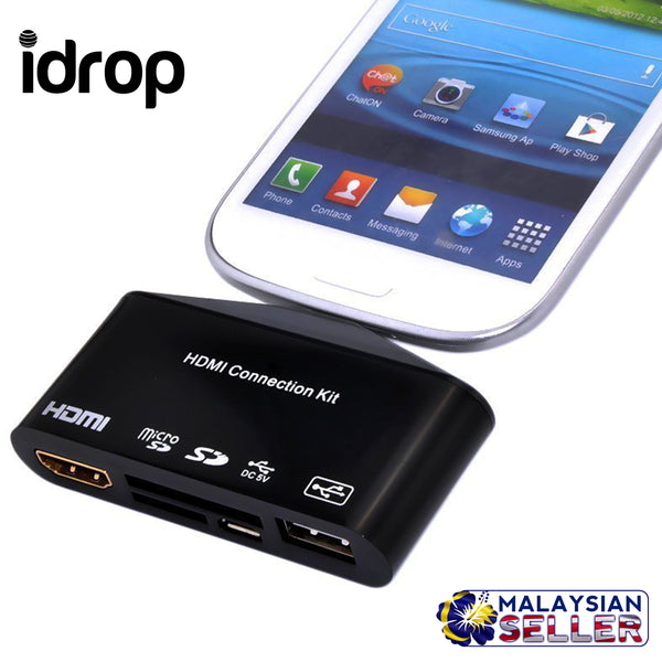 idrop 5 in 1 MHL To HDMI Adapter HDMI Connection Kit USB OTG SD TF Card Reader For Samsung Galaxy S5 S4 S3, Note 3 2 1, Sony. HTC, LG