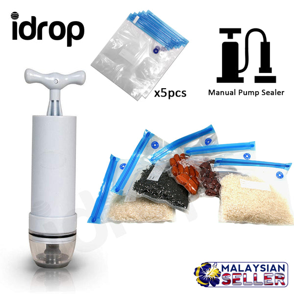 idrop Manual Vacuum Sealer Packaging Sealing with 5pcs  Vacuum Plastic Bag