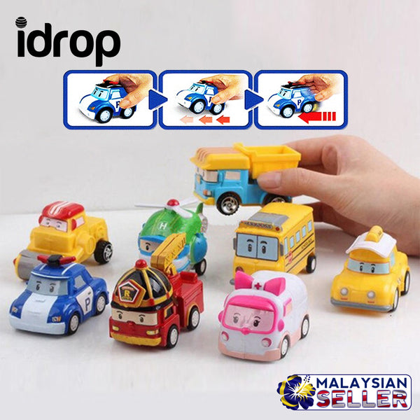 idrop 8 Piece Children Mini Robocar Toy Set