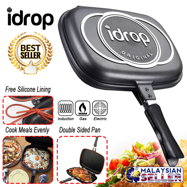 idrop 36CM DOUBLE SIDED FRYING PAN - Kitchen Cooking Pressure Grill Cookware