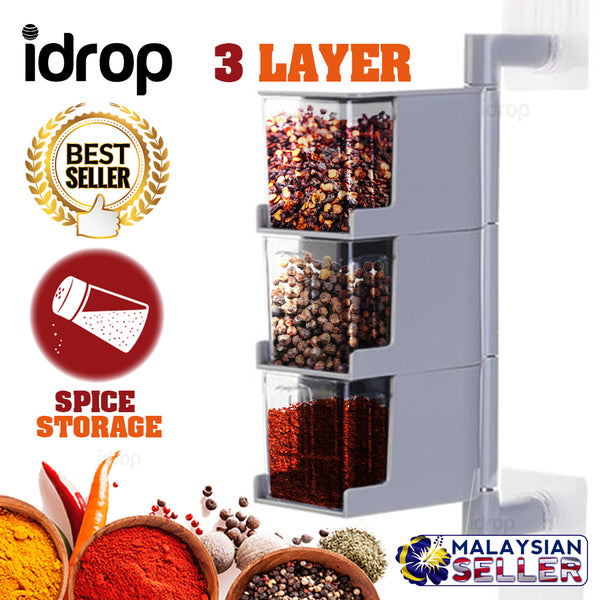 idrop Wall Mount Seasoning Spice Box Storage [ 3 LAYER ]