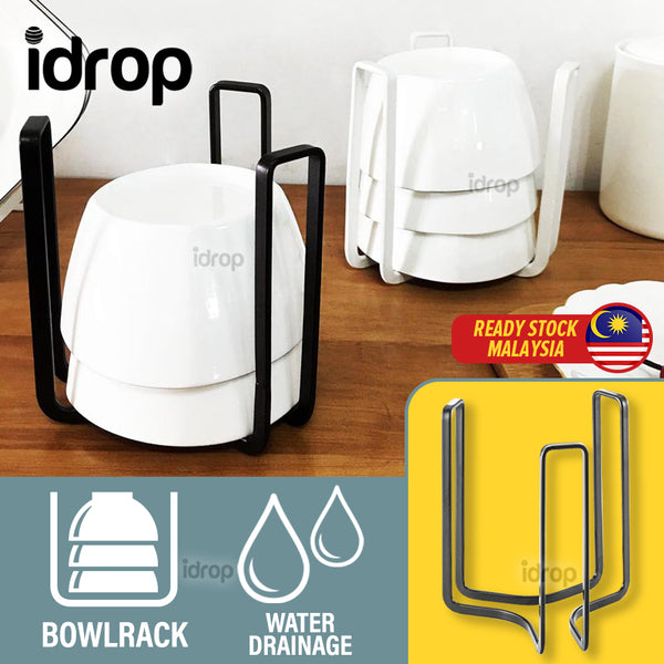 idrop Kitchen Steel Plate Bowl Shelf Storage Drainage Rack