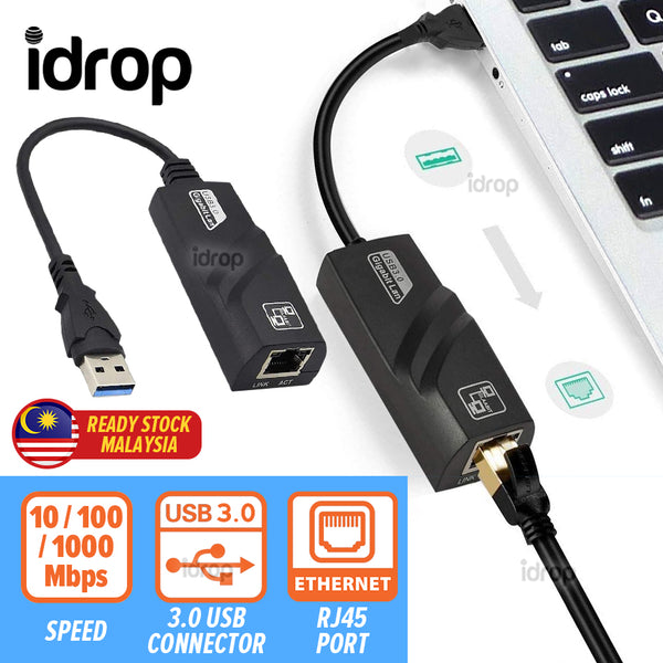 idrop USB 3.0 RJ45 Ethernet Adapter LAN Wireless Cable [ 10/100/1000 Mbps ]