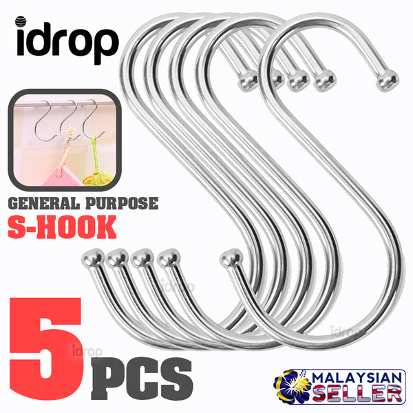 idrop S HOOK [ 5pcs ] - General Purpose Household Hanging S-Hook