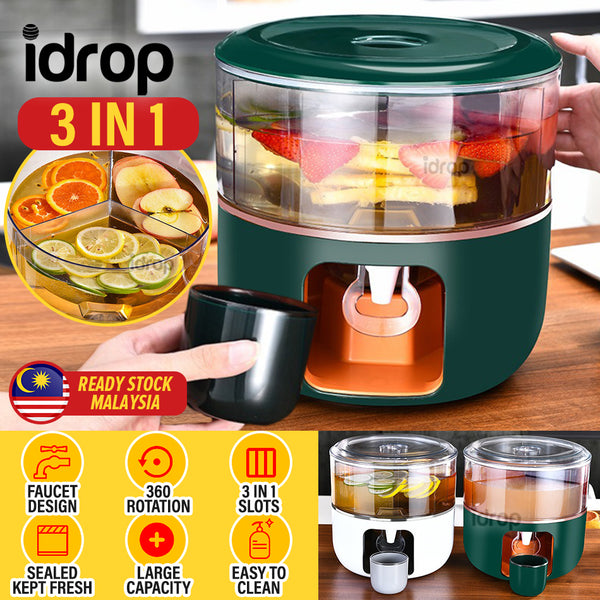 idrop [ 3 IN 1 ] Rotary Divided Drinking Cold Water Container / Bekas Tong Minuman Tiga Dalam Satu / 旋转分隔式冷水桶