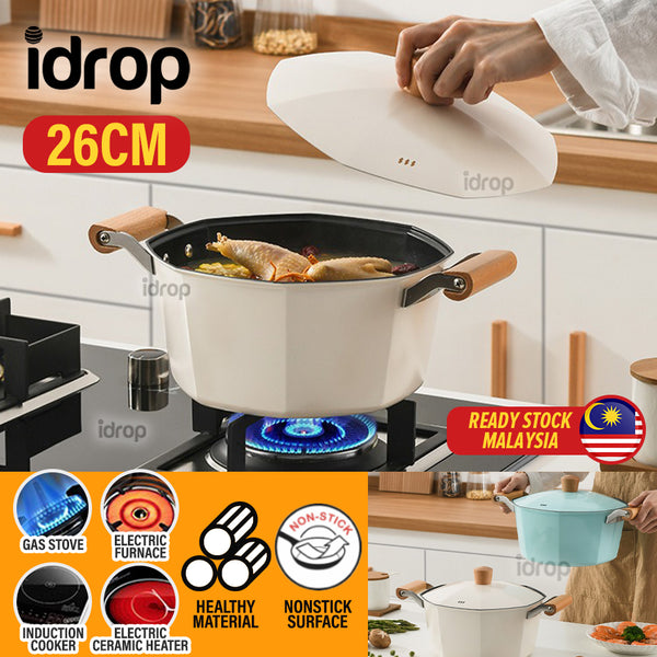 idrop [ 26CM ] Nonstick Octagonal Thickened Stew Soup Double Eared Pot / Periuk Kuali Tidak Lekat / 26CM多用八角锅(胜达利