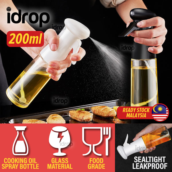 idrop [ 200ml ] Kitchen Seasoning & Oil Glass Bottle Spray / Penyembur Minyak Masak Botol Kaca / 200ML玻璃高压喷雾控油瓶(喷瓶)