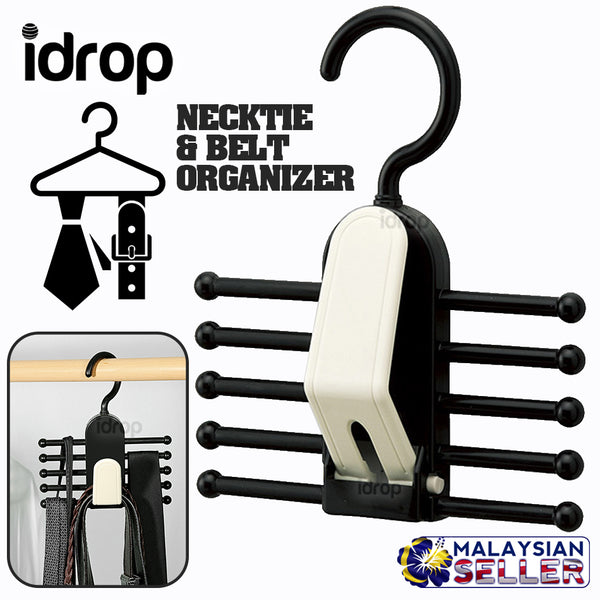 idrop NECKTIE & BELT HANGER - Space Saving Hanging Organizer