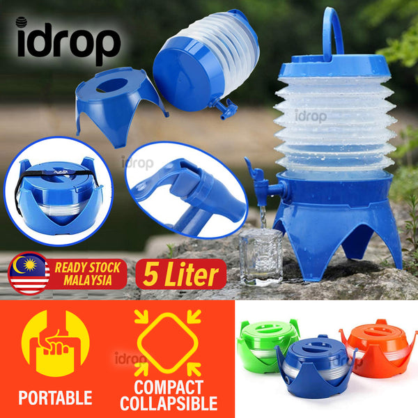 idrop 5L Collapsible Portable Compact Picnic Camping Drinking Water Storage  Container