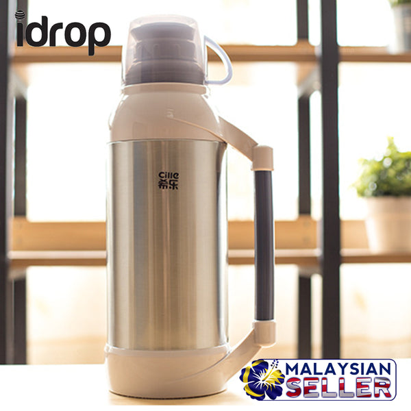 idrop 2L Chrome Thermos Drinking Container Flask with Cup