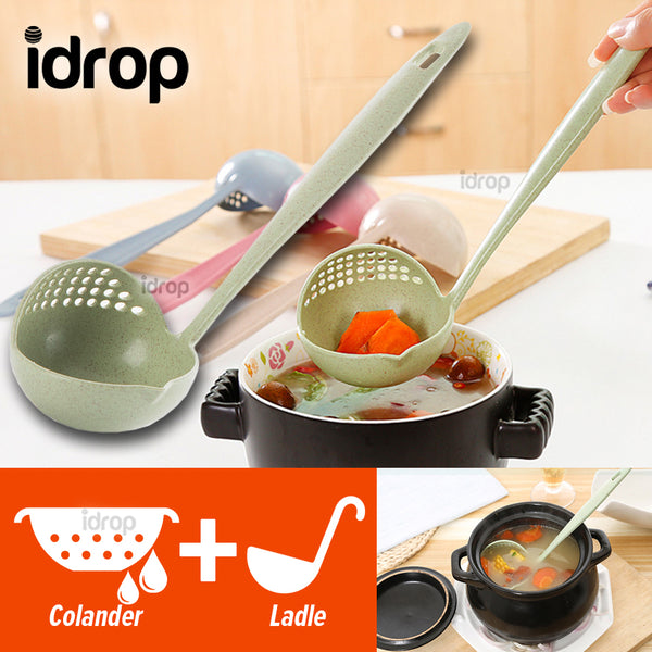 idrop Dual Purpose Long Handle Kitchen Colander Ladle