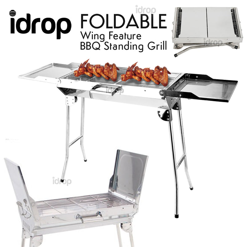 idrop Foldable BBQ Standing Grill - Wing Feature Medium Size Barbecue